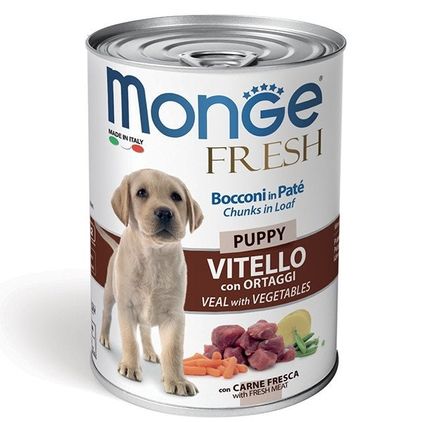 Monge Fresh Puppy Vitello Con Ortaggi Cibo Umido Per Cani Cuccioli 400g-1