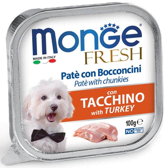 Monge Fresh Paté Bocconcini Con Tacchino Cibo Umido Per Cani Adulti 100g-1