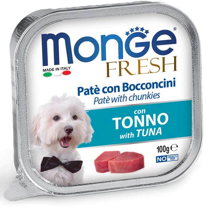 Monge Fresh Paté Bocconcini Con Tonno Cibo Umido Per Cani Adulti 100g-1