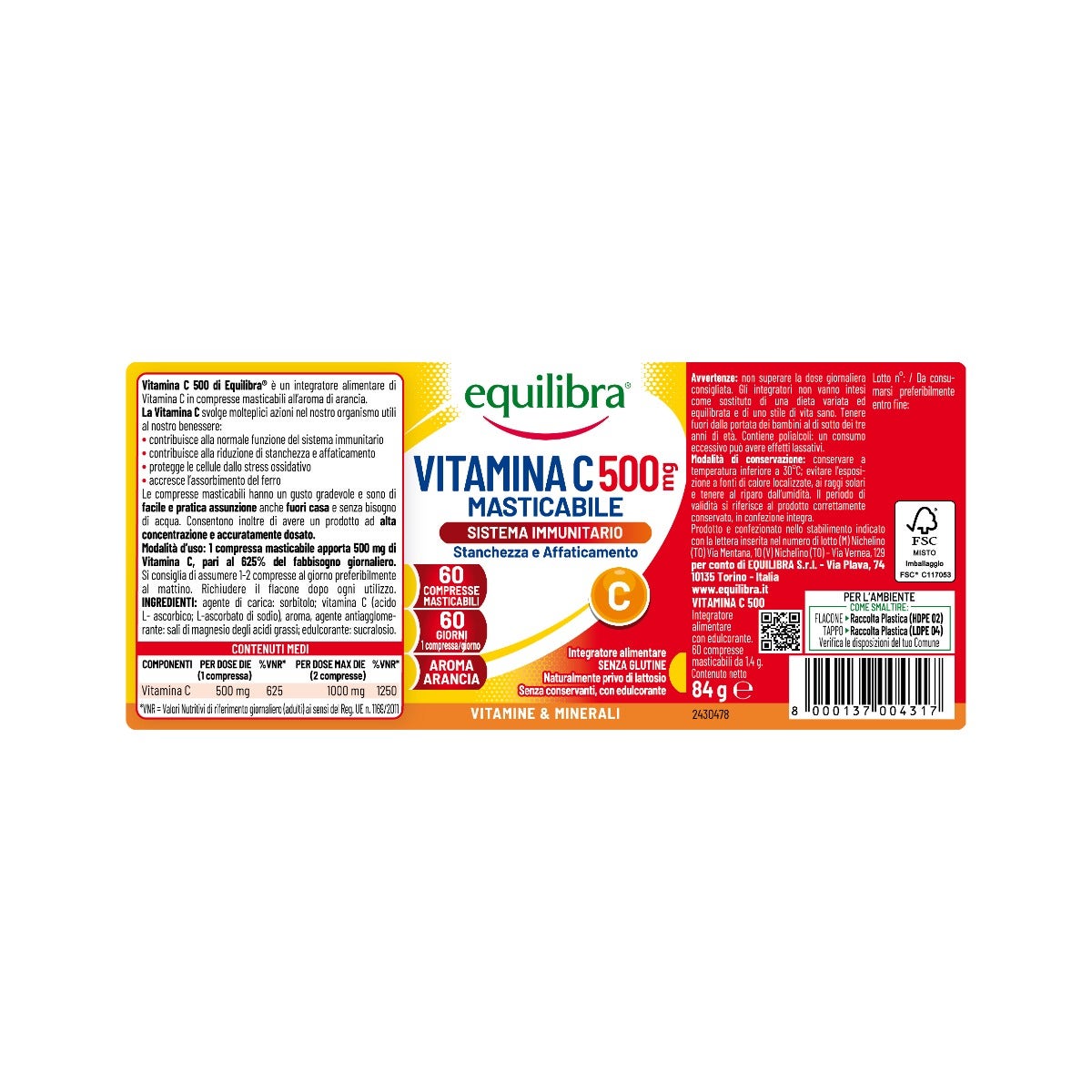 Equilibra Vitamina C 500 60 Compresse Masticabili-13