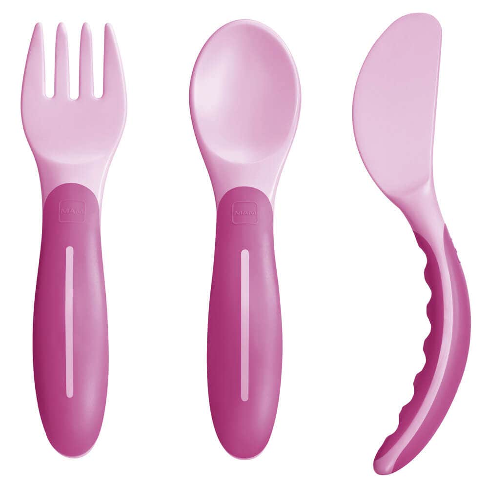 Mam Baby's Cutlery Set Posate Rosa Per Bambine 6 Mesi+-1