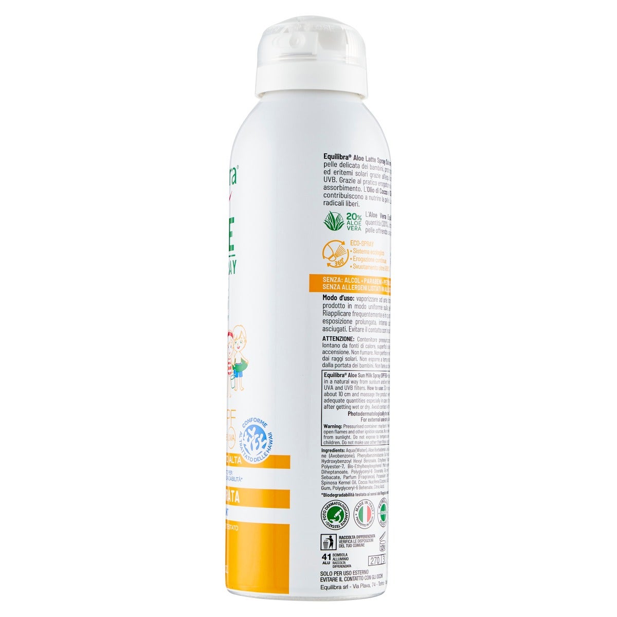 Equilibra Aloe Latte Spray Solare Corpo Bimbi Pelle Delicata SPF50+ 150ml-5