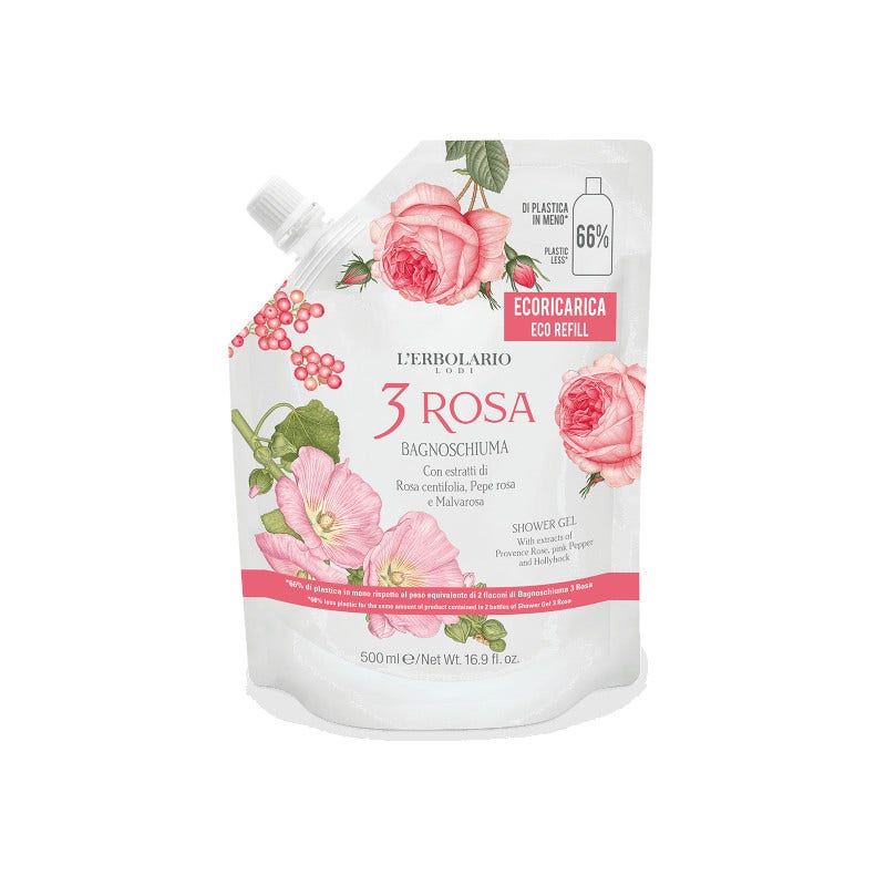 L'Erbolario 3 Rosa Ecoricarica Bagnoschiuma 500ml-1