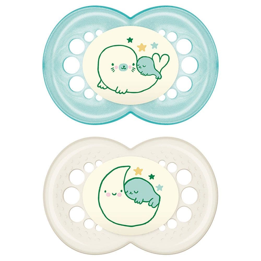 Mam Night Set Succhietto In Silicone Per Bambini 6 Mesi+ Fantasia Assortita-1