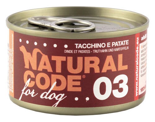 Natural Code 03 Tacchino E Patate Cani Adulti Lattina 90g-1