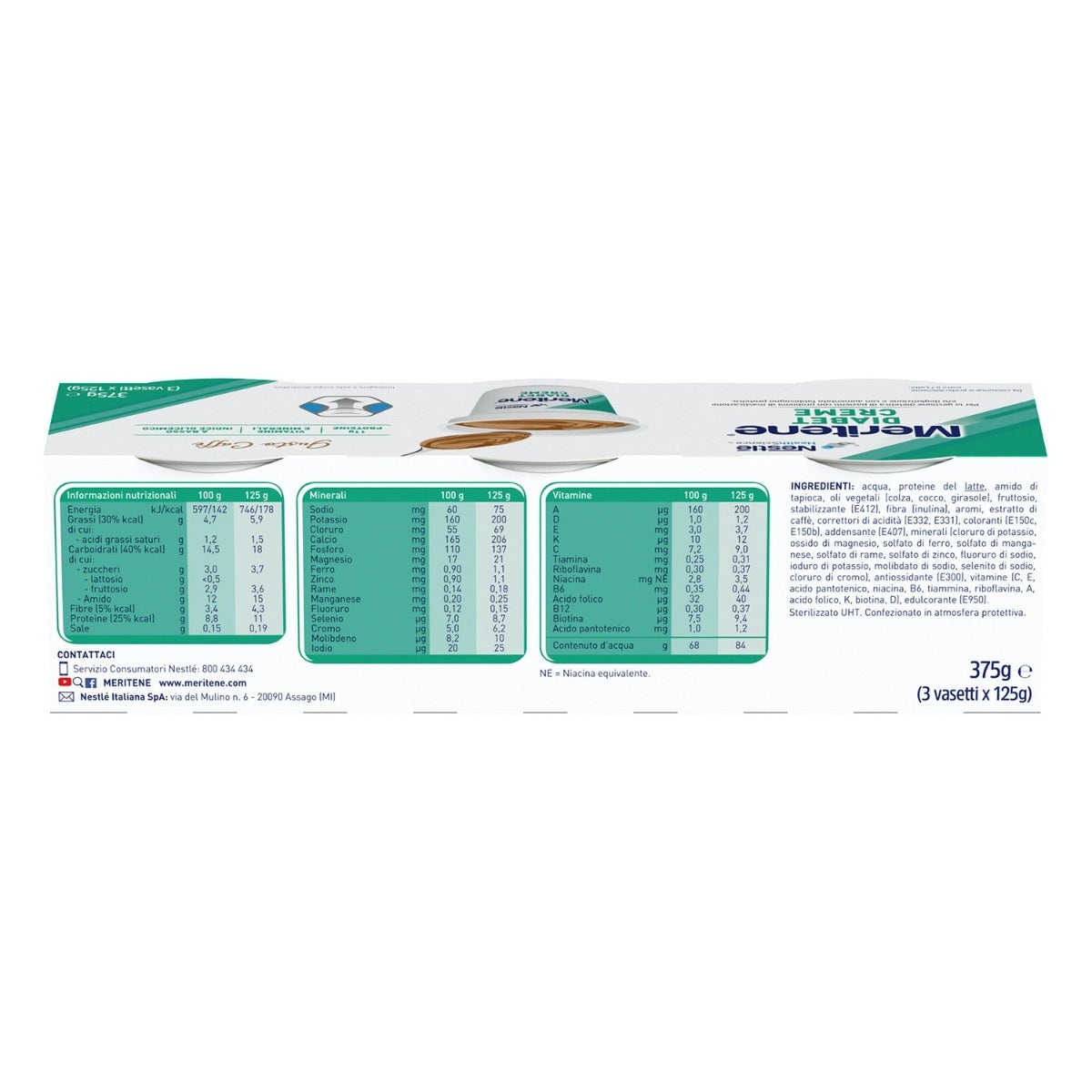 Meritene Diabet Creme Caffe' 3x125g-2