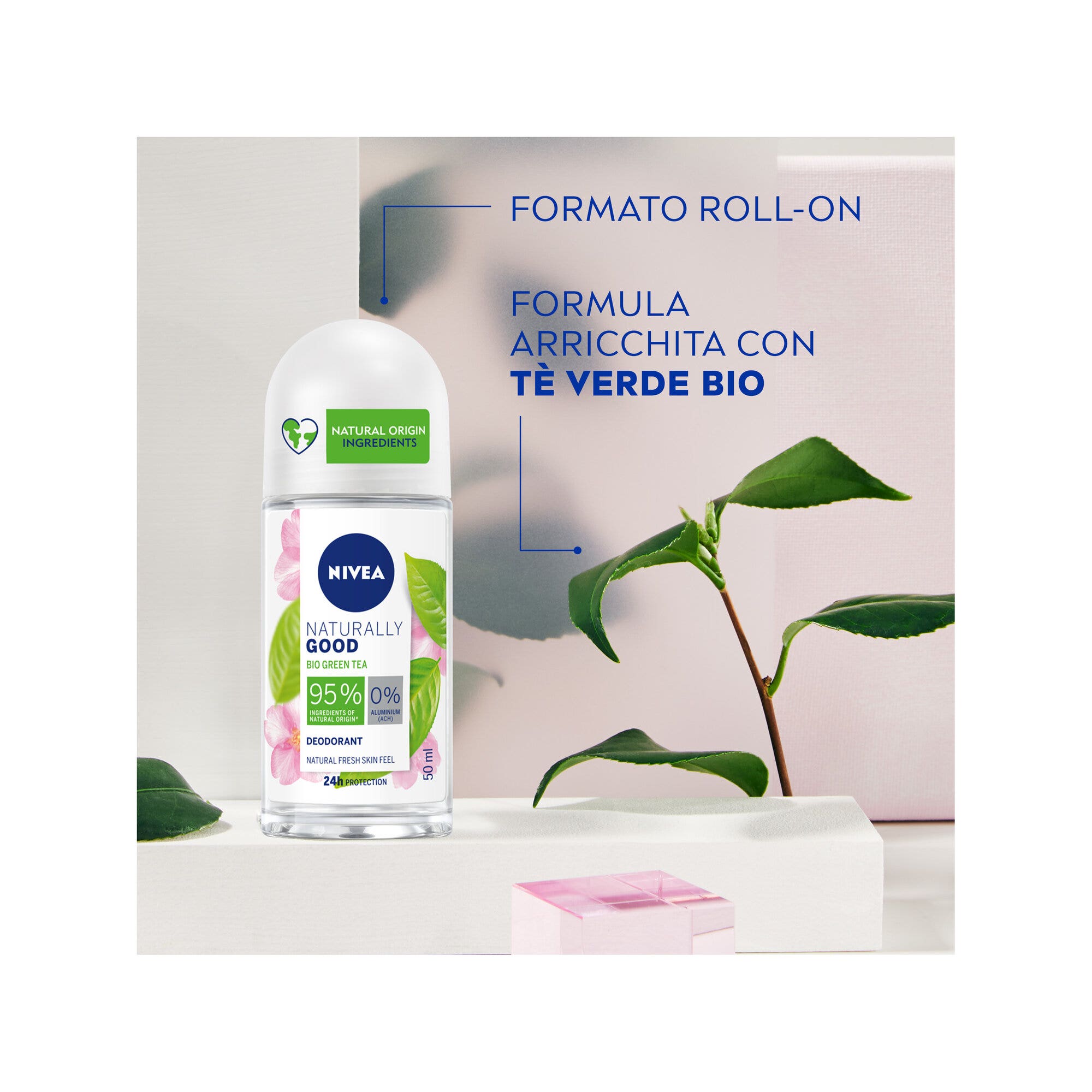 Nivea Naturally Good Green Tea Deodorante Roll-on 50ml Con Tè Verde Bio E 0% Alluminio-3