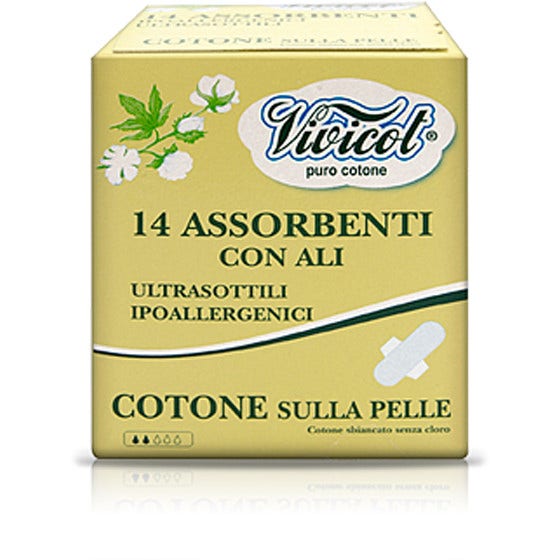Vivicot Puro Cotone Assorbenti Ali Giorno 14 Pezzi-1