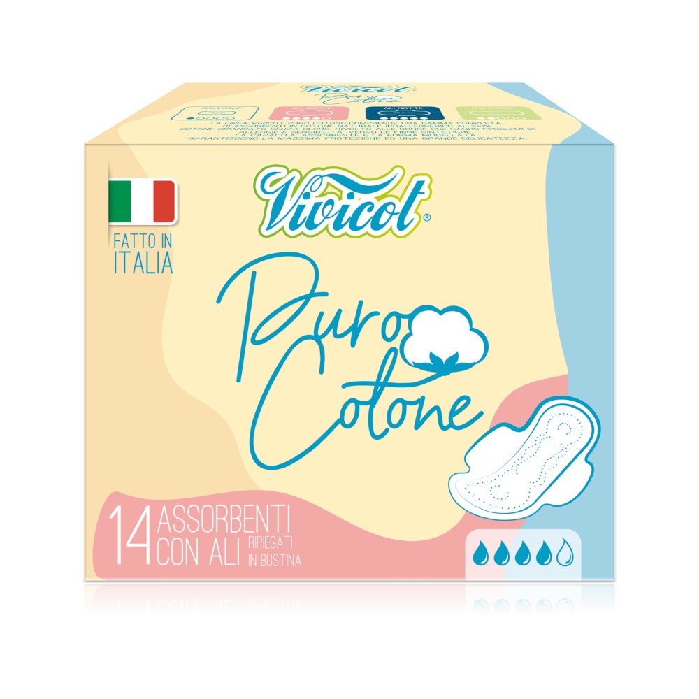 Vivicot Puro Cotone Assorbenti Ali Giorno 14 Pezzi-7