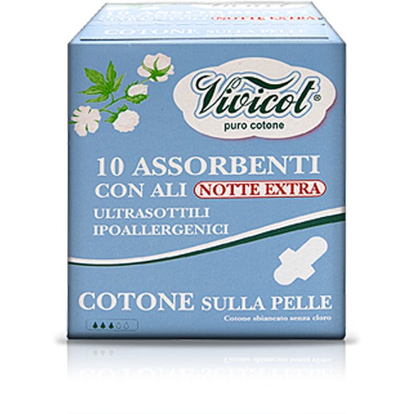 Vivicot Puro Cotone Assorbenti Notte Con Ali 10 Pezzi-1