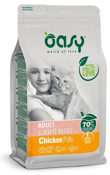 Oasy Lifestage Adult Light in Fat Pollo Cibo Secco Per Gatti 1,5kg-1