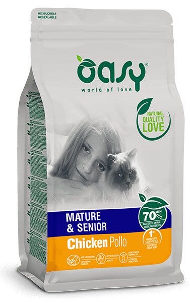 Oasy Lifestage Mature & Senior Pollo Cibo Secco Per Gatti 1,5kg-1