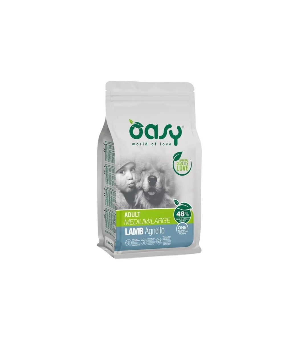 Oasy Adult One Protein Crocchette Agnello Per Cani Taglia Media/Grande Sacco 2,5 Kg-1
