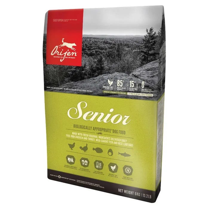 Orijen Senior Crocchette Con Pollo E Tacchino Per Cani Adulti E Anziani Sacco 6kg-1