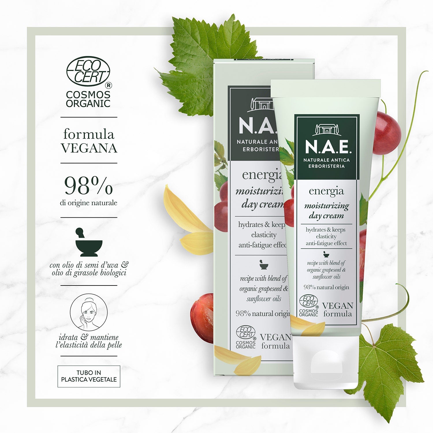 N.A.E. Crema Idratante Giorno Energia Formula Vegana 50ml  - 3