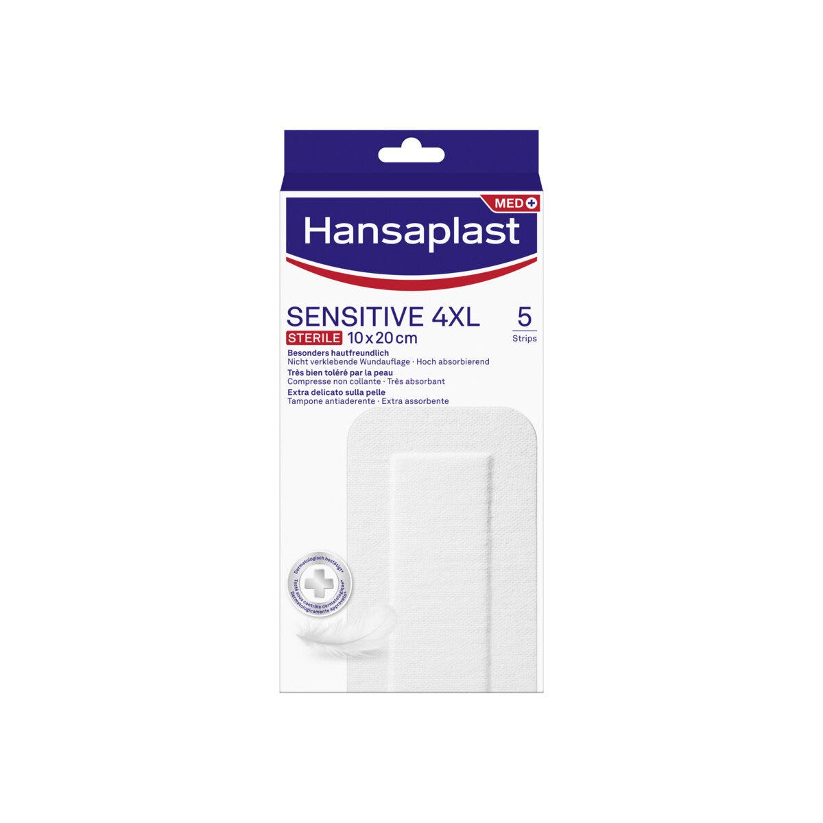 Hansaplast Cerotti Sensitive 4XL Medicazione Per Ferite Medio Grandi 5 Pezzi 10x20cm-1