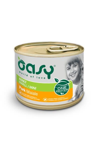 Oasy Grain Free Cibo Umido Per Cani Adulti Maiale Taglia Small/Mini 200g-1