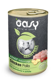 Oasy Grain Free Formula Cibo Umido Pollo Per Cani Adulti Taglia Media/Large 400g-1