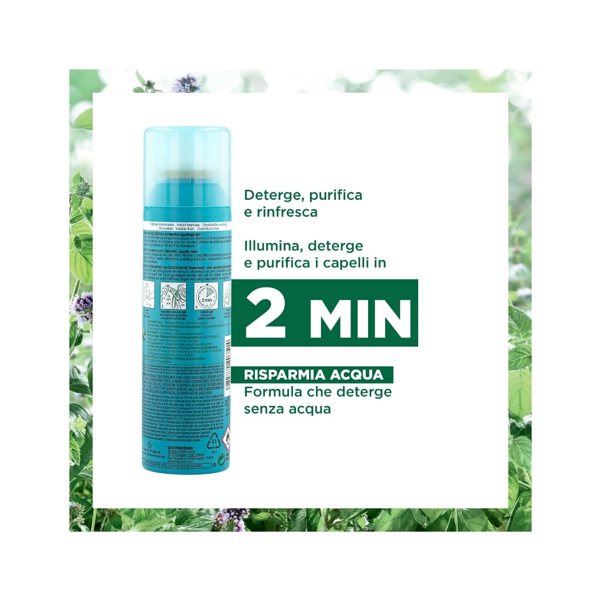 Klorane Shampoo Secco Menta Acquatica 150ml-6