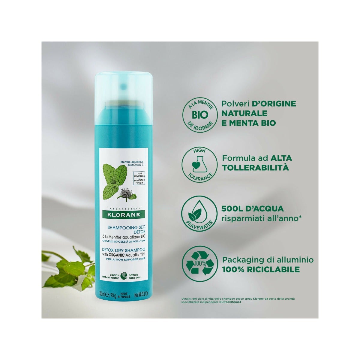 Klorane Shampoo Secco Menta Acquatica 150ml-7