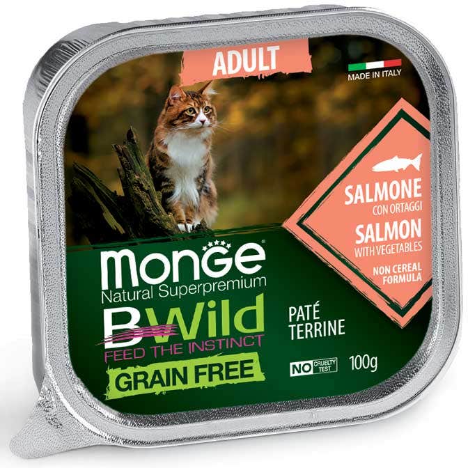 Monge B Wild Grain Free Salmone Con Ortaggi Cibo Umido Per Gatti Adulti 100g-2