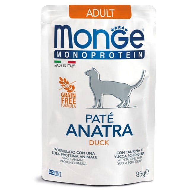 Monge Monoprotein Paté Anatra Cibo Umido Per Gatti Adulti 85g-2