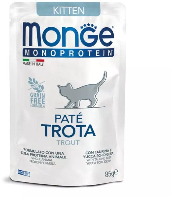 Monge busta monoporzione cat kitten pate trota 85 g-1