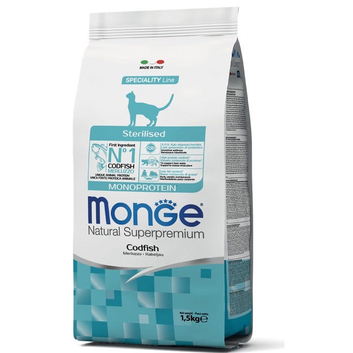 Monge Merluzzo Monoprotein Cibo Secco Gatti Adulti Sterilizzati Sacco 1,5 Kg-2