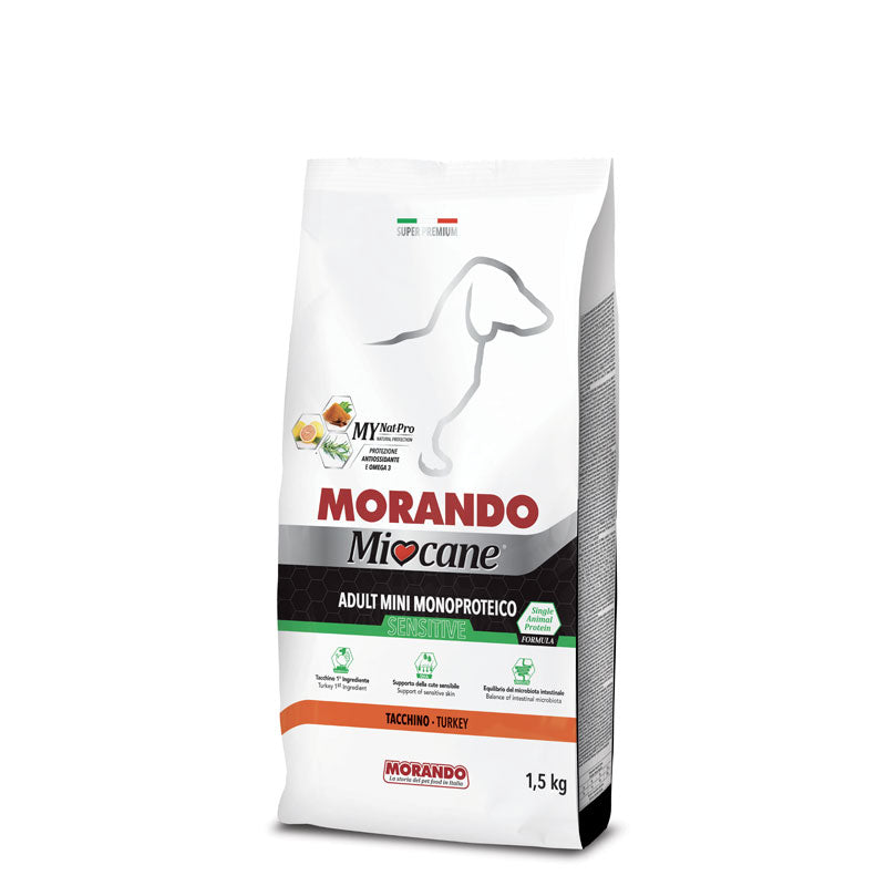 Miocane Adult Mini Monoproteico Sensitive Crocchette al Tacchino per Cani di Piccola Taglia 1,5kg