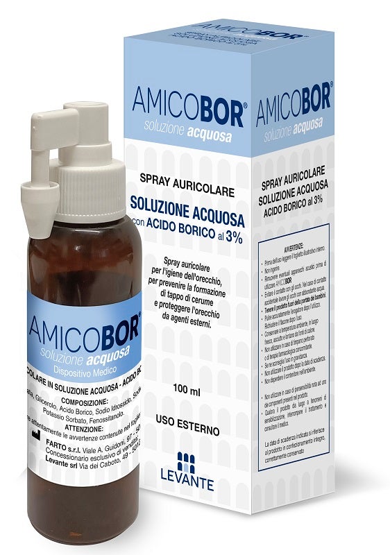 Soluzione Acquosa per Irrigazione Dell'orecchio Amicobor 100 ml-0