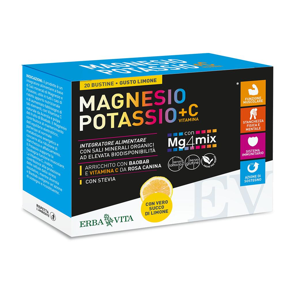 Erba Vita Magnesio E Potassio+Vitamina C Gusto Limone 20 Bustine  - 2