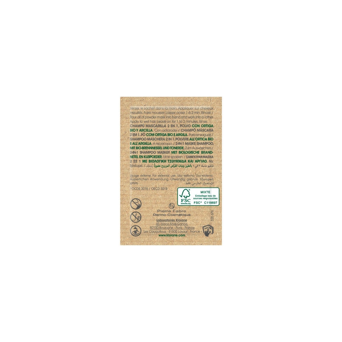 Klorane Shampoo Maschera Lavante 2 In1 Polvere Ortica E Argilla Bio Cuoio Capelluto Grasso 8X3g-2