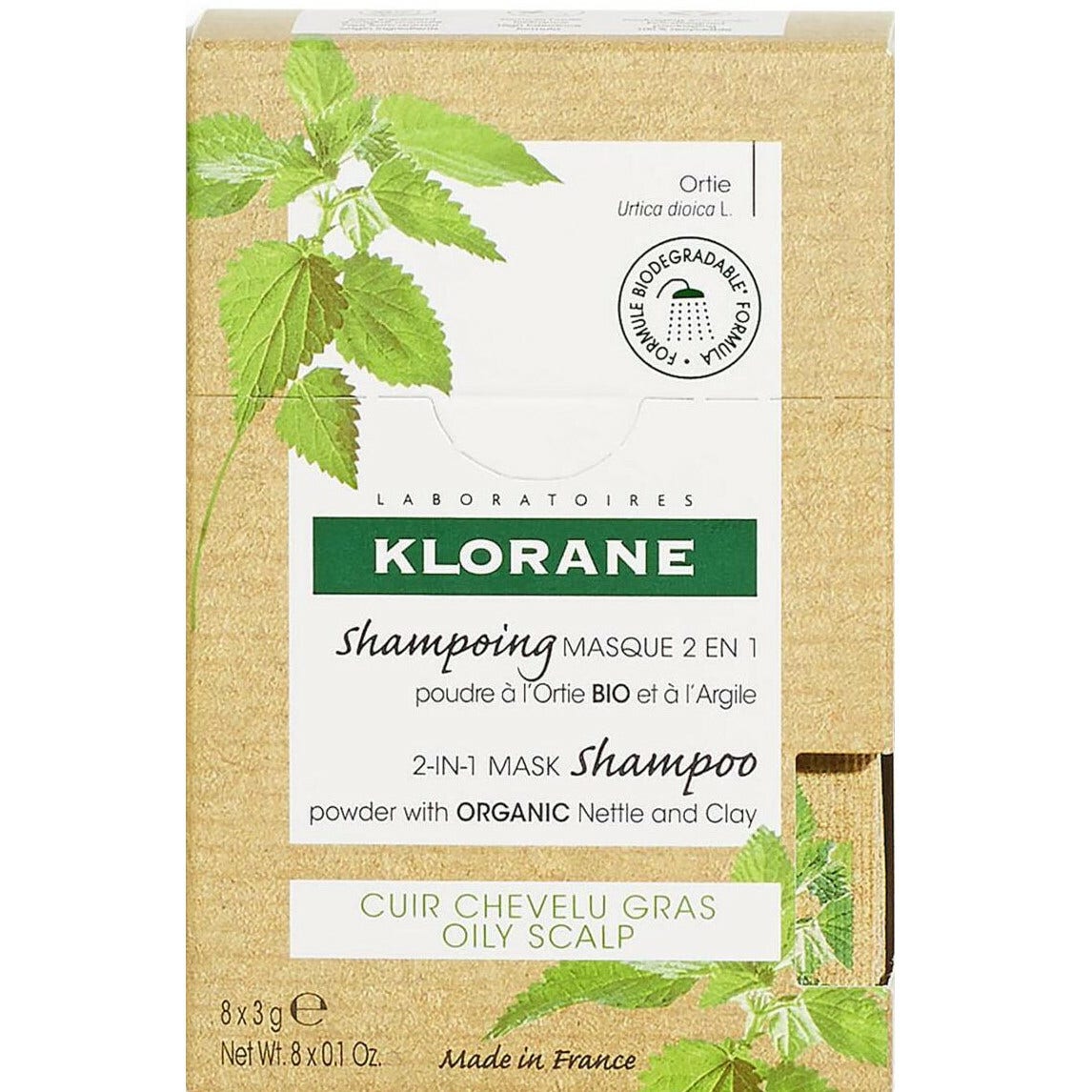 Klorane Shampoo Maschera Lavante 2 In1 Polvere Ortica E Argilla Bio Cuoio Capelluto Grasso 8X3g-1