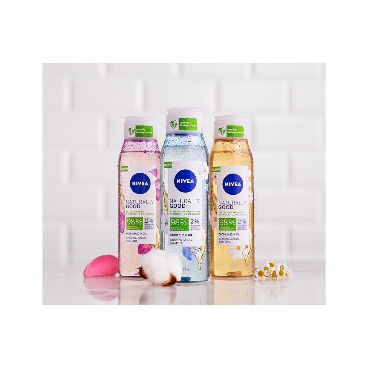 Nivea Naturally Good Doccia Olio In Gel Fiori Di Cotone 300ml-8