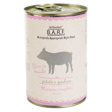 Barf Menu Completo Cibo Umido Trito Di Maiale Con Patate E Zucchine Per Cani Lattina 400g-1