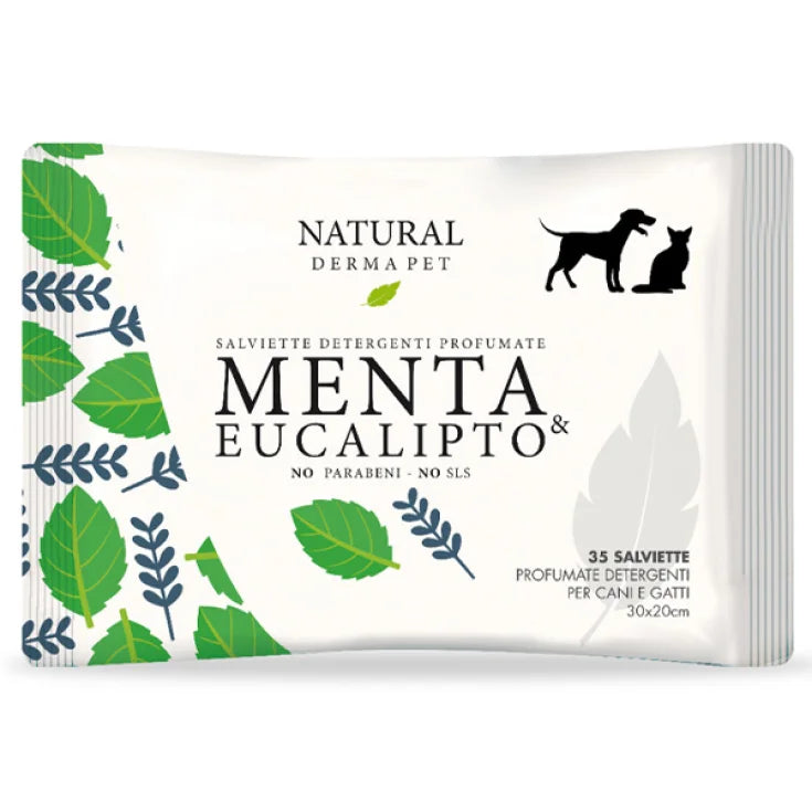 Natural Derma Pet Salviettine Detergenti Menta Eucalipto 35 Pezzi