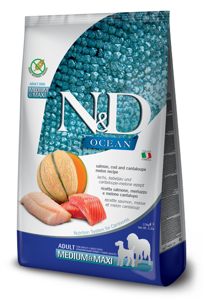 Farmina N&D Ocean Salmone E Merluzzo Cani Adulti Taglia Media E Grande Sacco 2,5kg-1