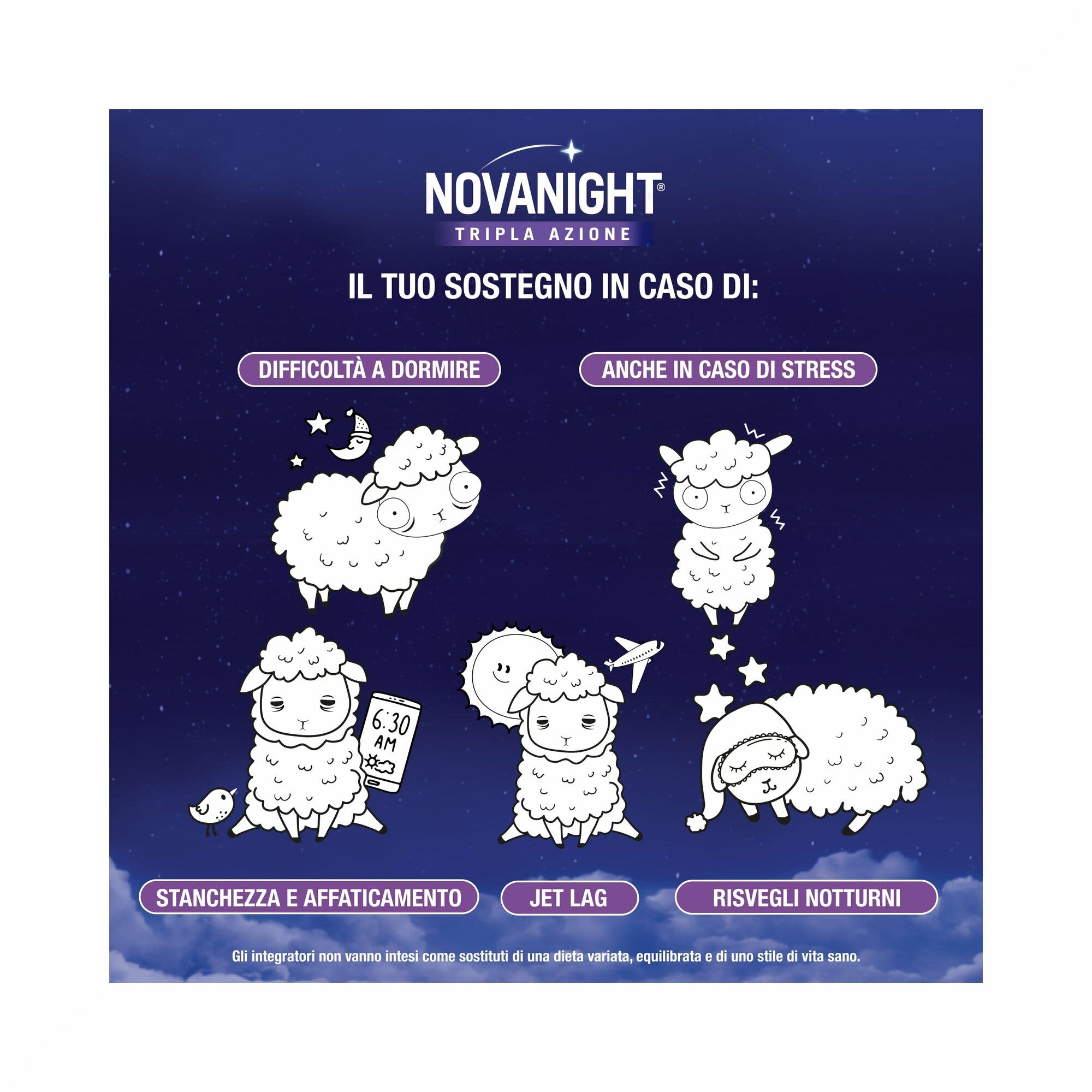 Novanight Tripla Azione con Melissa e Melatonina per Dormire Senza Glutine 60 Compresse-4