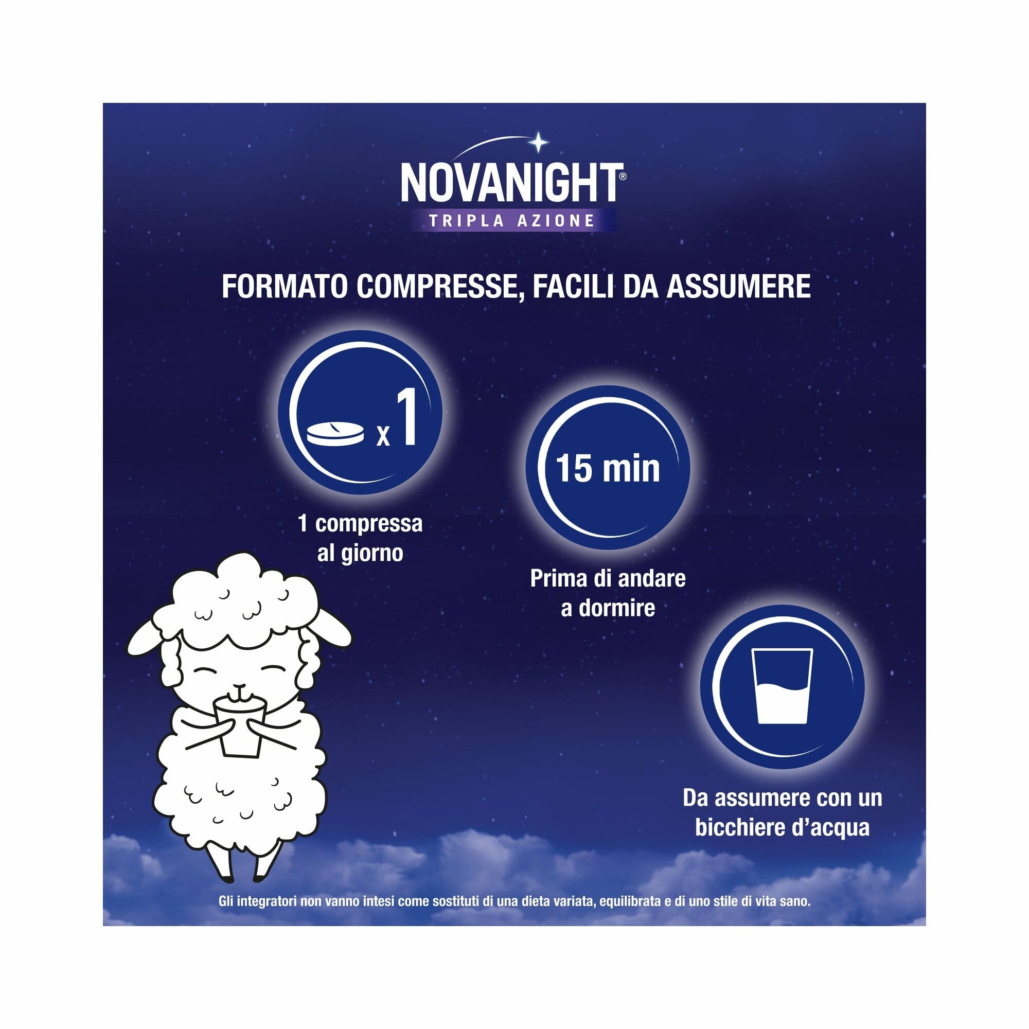 Novanight Tripla Azione con Melissa e Melatonina per Dormire Senza Glutine 60 Compresse-6