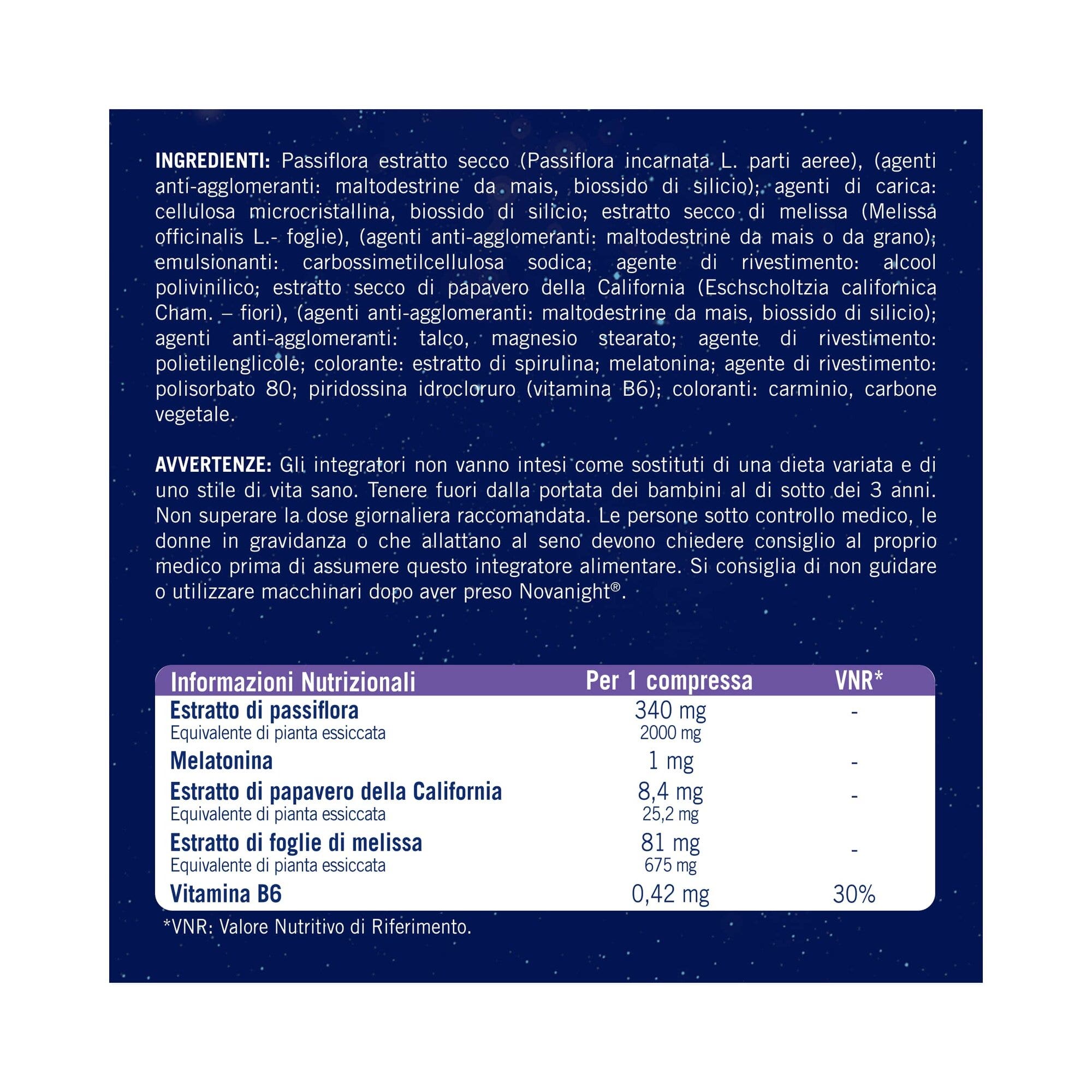 Novanight Tripla Azione con Melissa e Melatonina per Dormire Senza Glutine 60 Compresse-7