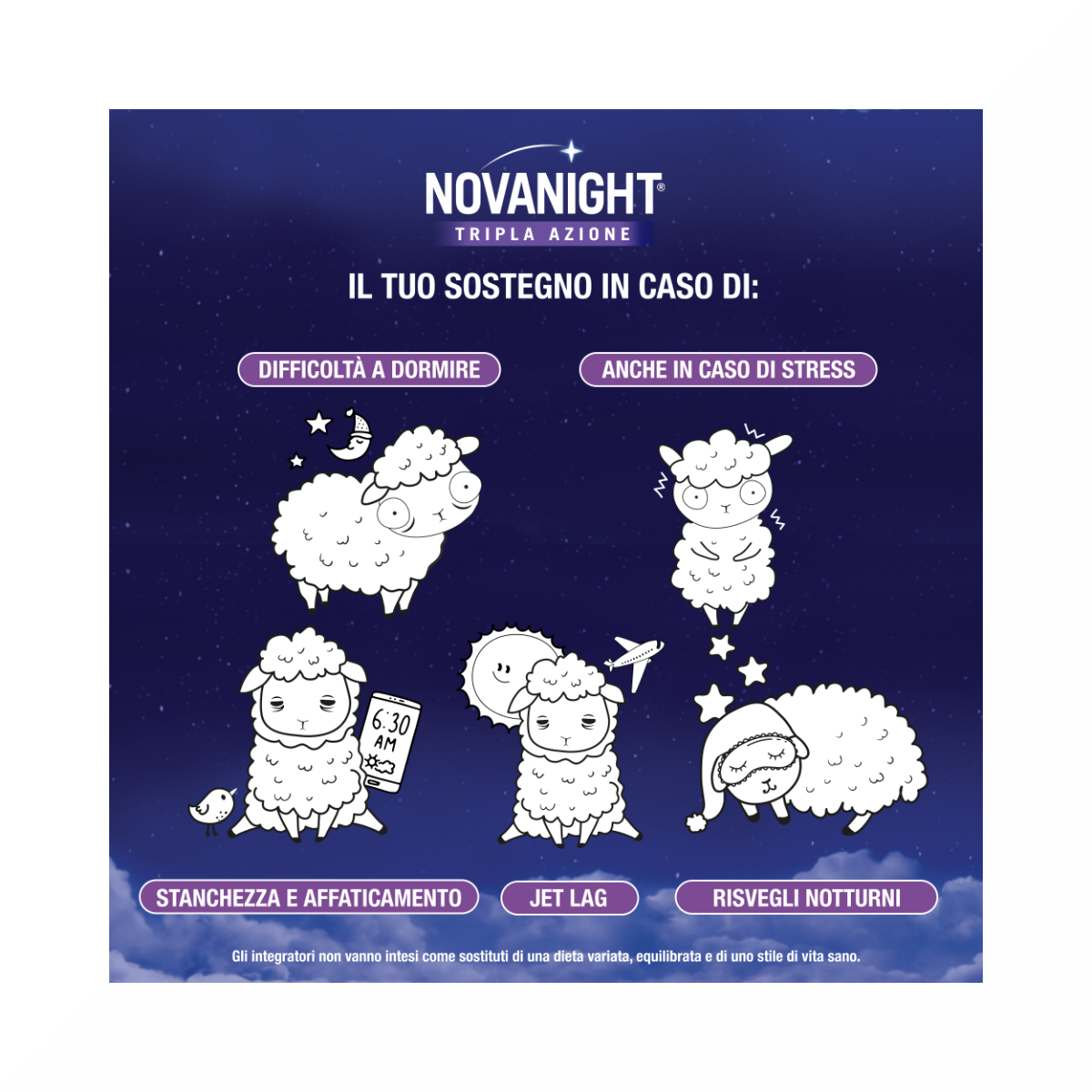 Novanight Tripla Azione con Melissa e Melatonina per Dormire Senza Glutine 30 Compresse-15
