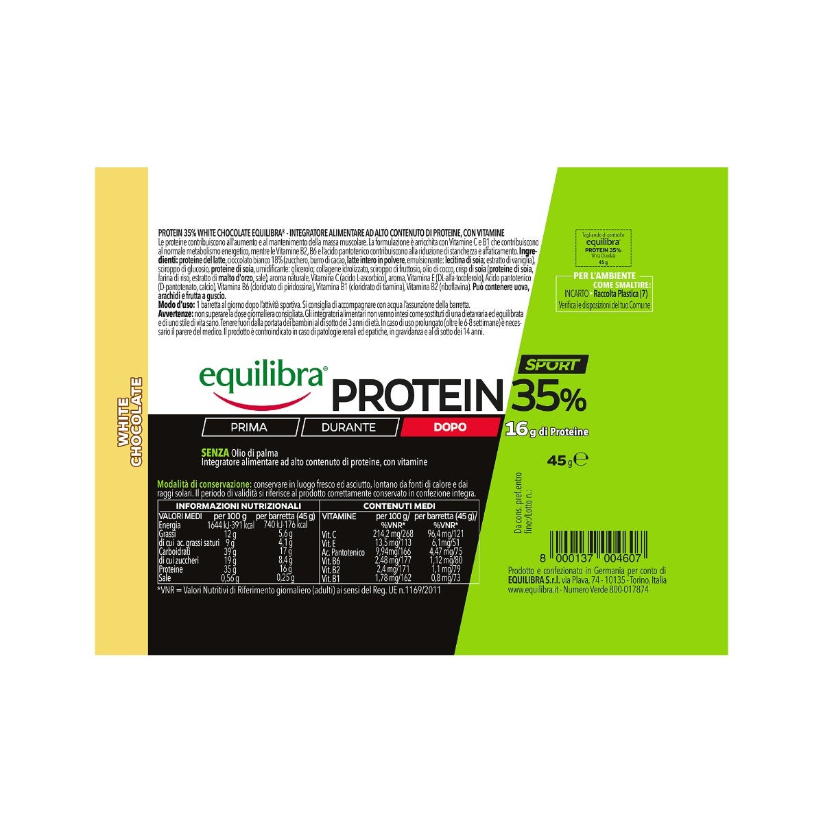 Equilibra Protein 35% Barretta White Chocolate 45g-7