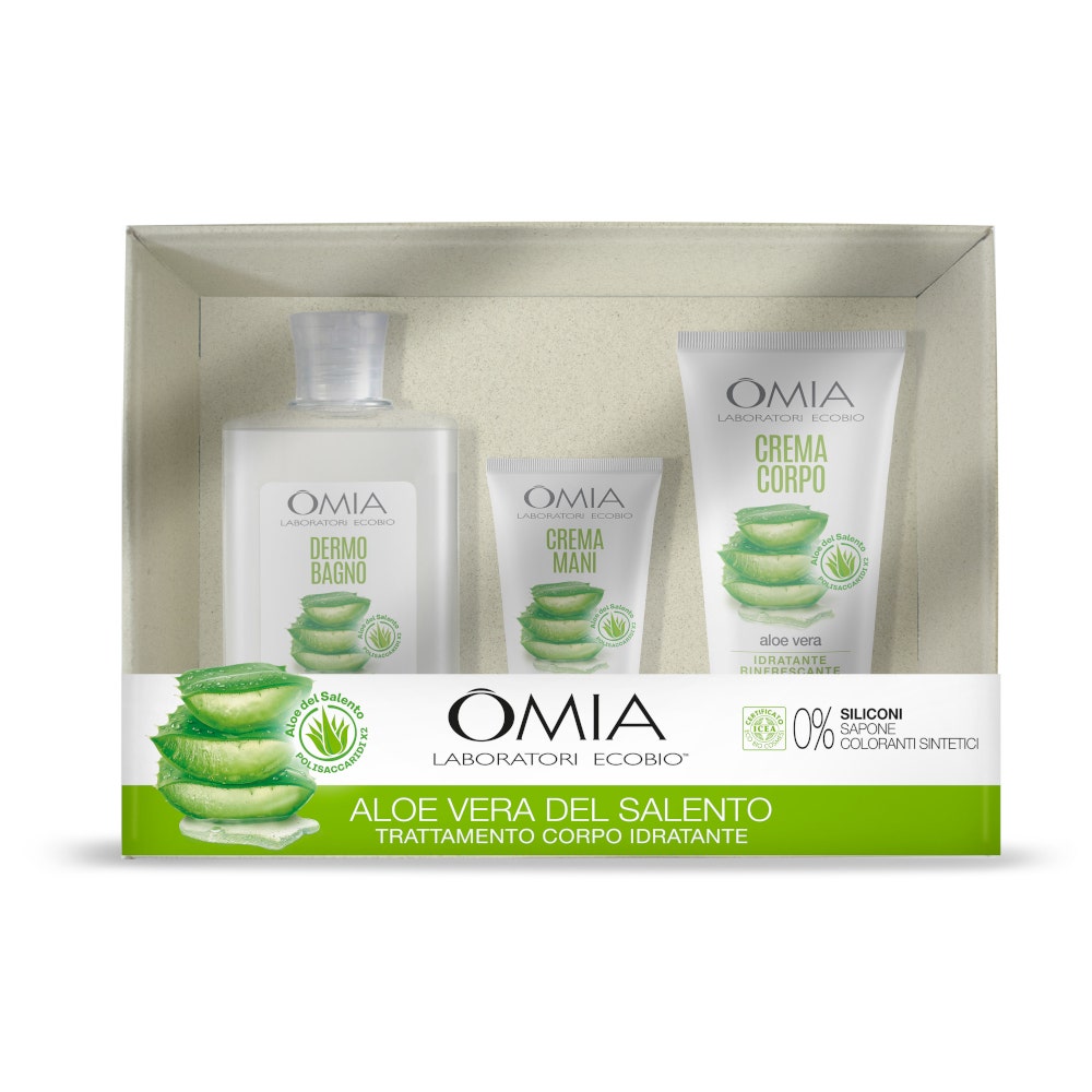 Omia Cestino Ecobio Aloe Corpo Dermo Bagno 400ml+Crema Corpo 200ml+Crema Mani 75ml-1