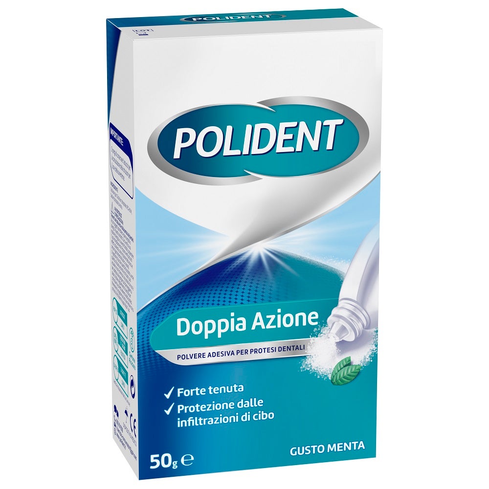 Polident Polvere Adesivo Per Protesi Dentale Tenuta Giornaliera Gusto Menta 50 g-2