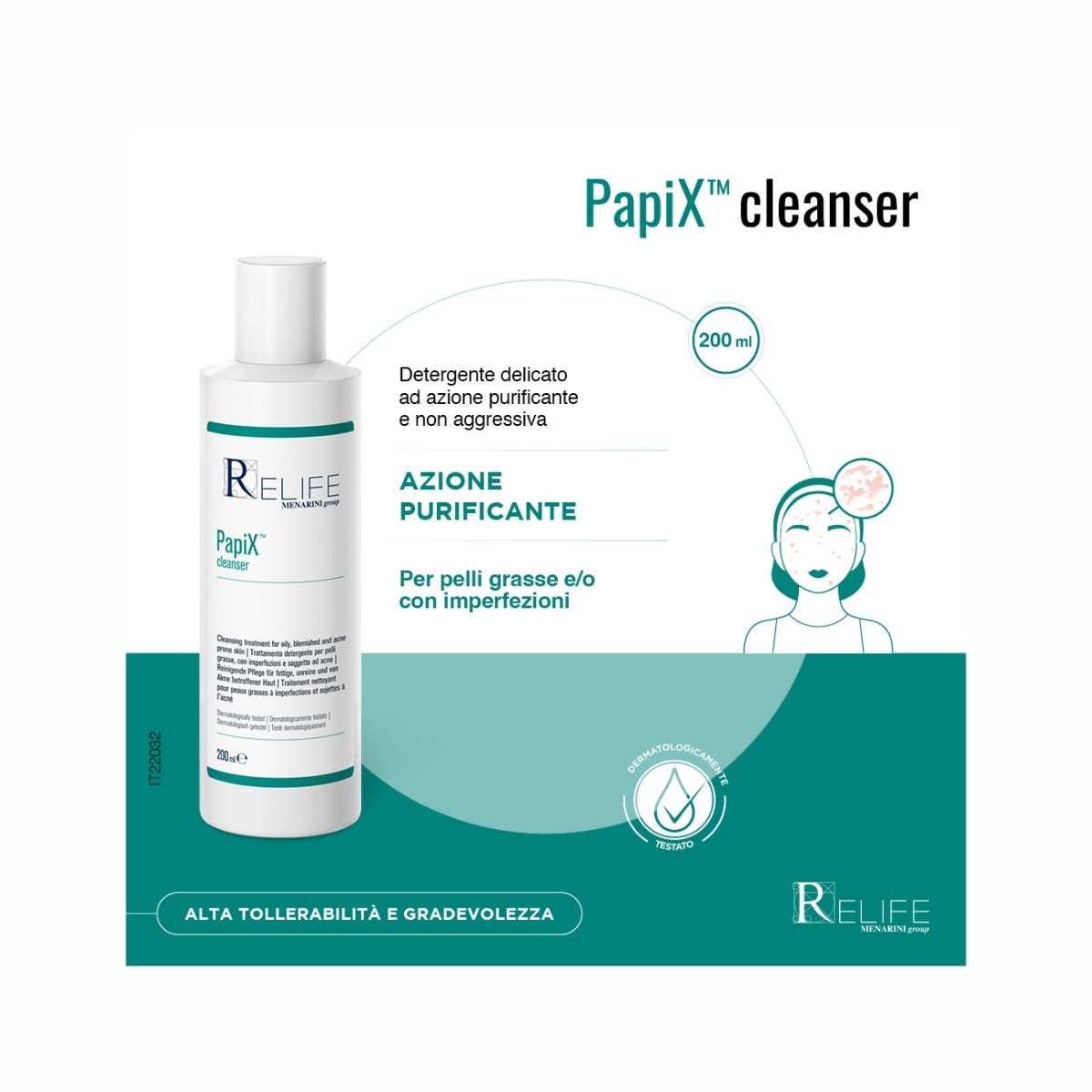 Relife PapiX Cleanser Detergente Acne 200ml-2