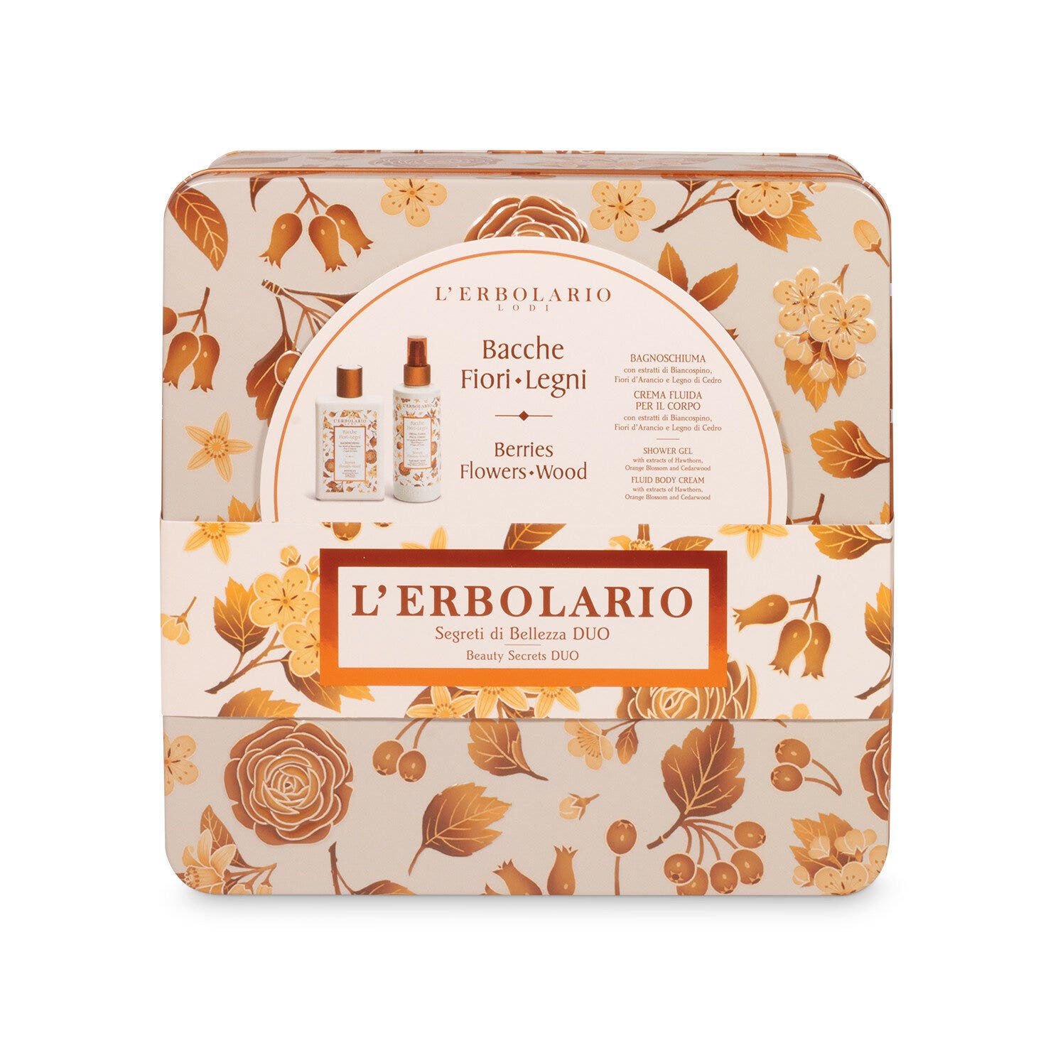 L'Erbolario Segreti Di Bellezza Duo Bacche Fiori Legni Bagnoschiuma 250ml + Crema Fluida 200ml-2