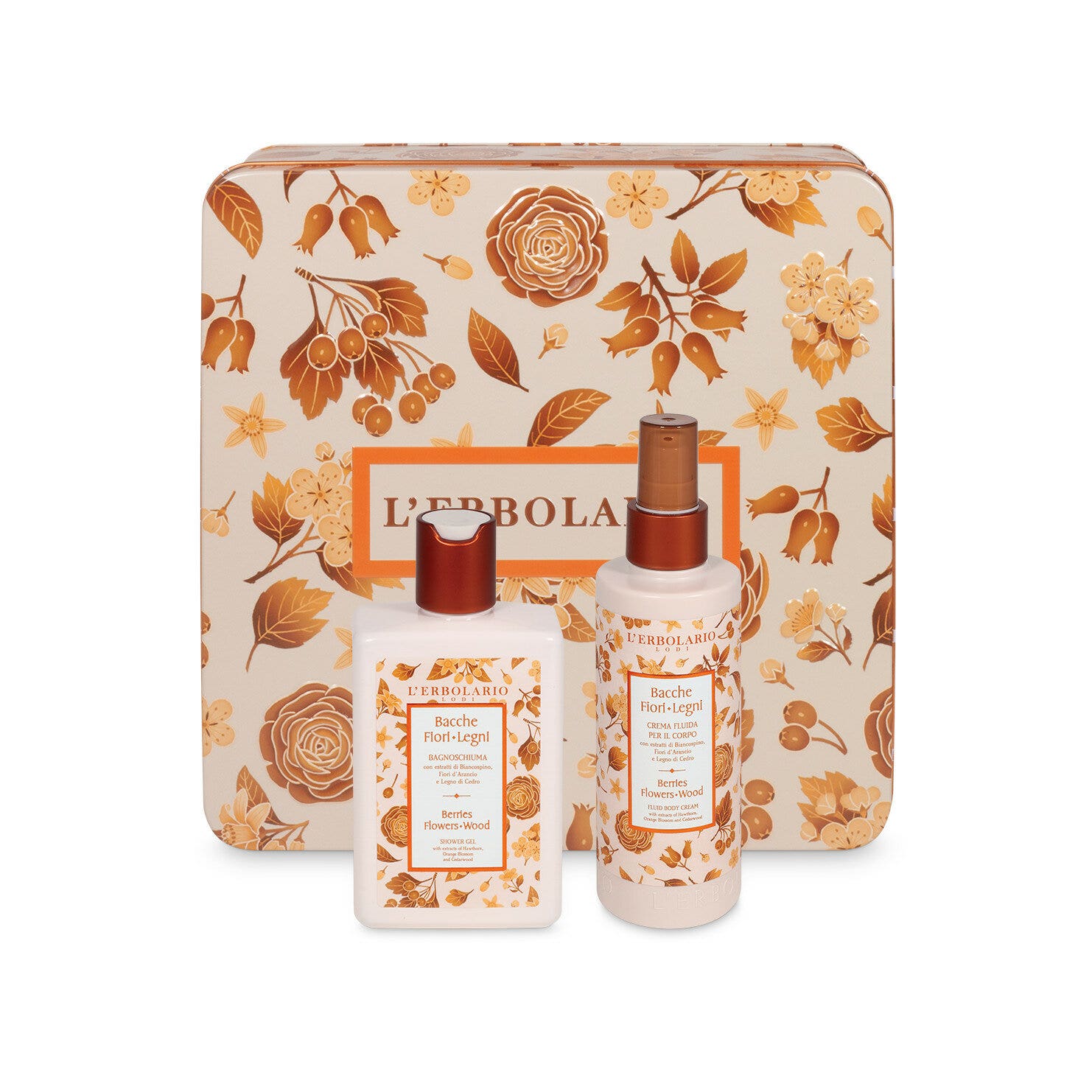 L'Erbolario Segreti Di Bellezza Duo Bacche Fiori Legni Bagnoschiuma 250ml + Crema Fluida 200ml-1
