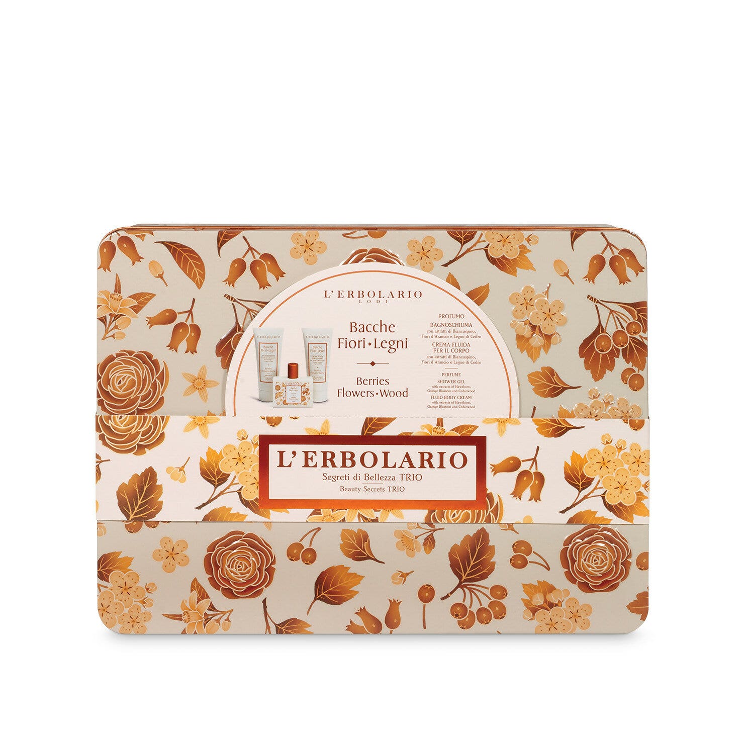 L'Erbolario Segreti Di Bellezza Trio Bacche Fiori Legni Profumo 50ml + Bagnoschiuma 100ml + Crema Corpo 100ml-1
