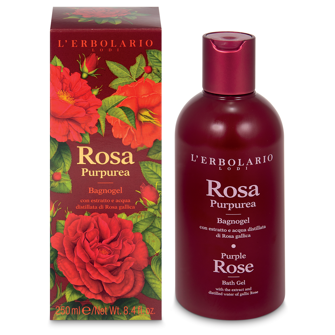 L'Erbolario Bagnogel Rosa Purpurea Detergente Corpo 250ml-1