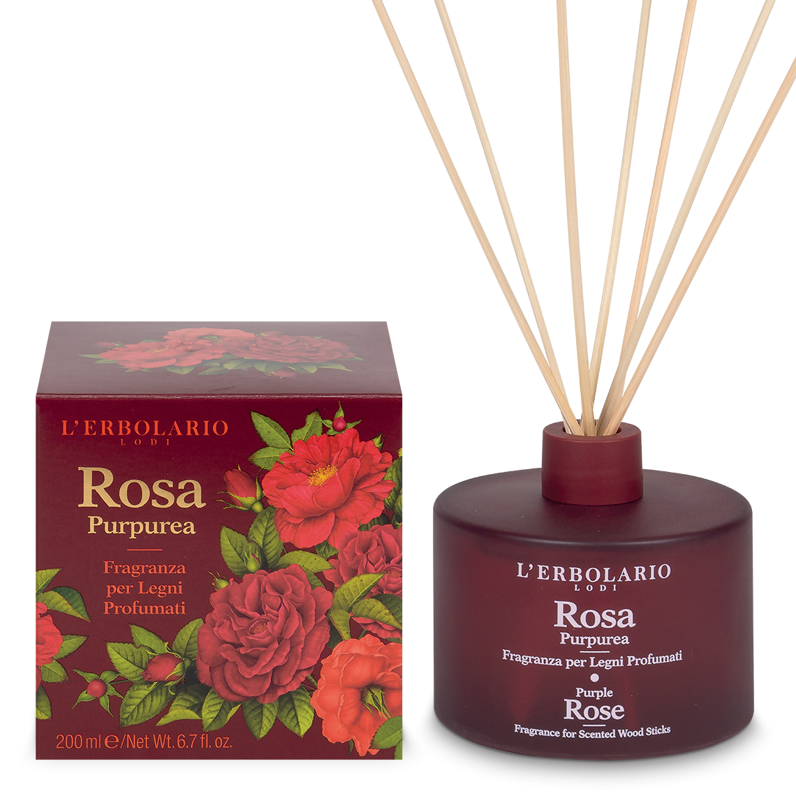 L'Erbolario Fragranza Per Legni Profumati Rosa Purpurea 200ml-1